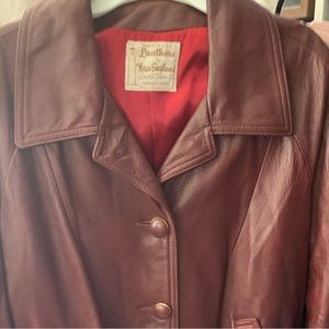 Vintage leather trench coat burgundy